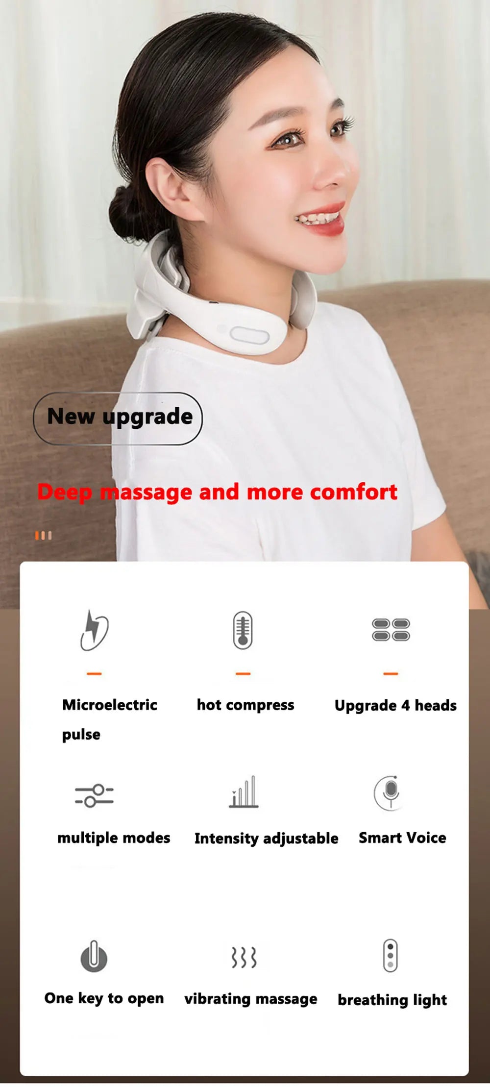 Smart Portable Neck & Shoulder Massager | Heating & Vibration Therapy for Cervical Health Care Device