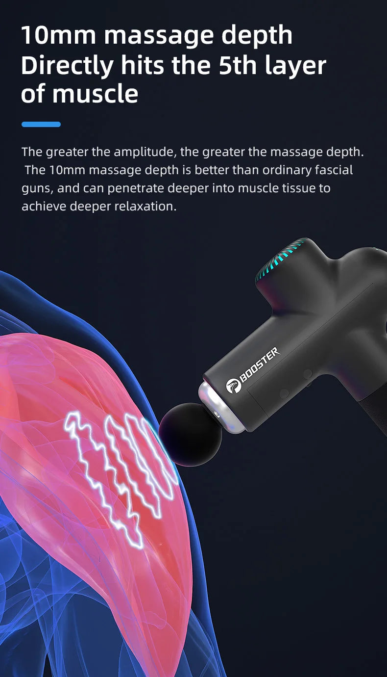 High-Performance Booster Percussion Massage Gun | Portable 7.4V Electric Fascia Gun for Deep Tissue Body, Fitness, Recovery, Muscle Relaxation