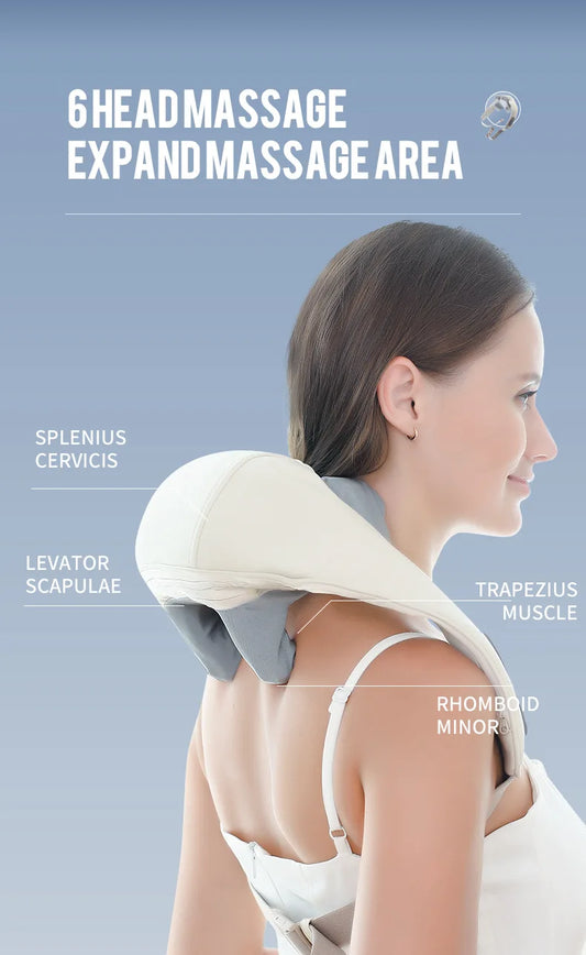 Targeted Relief 26W Brushless Motor Wireless Neck & Shoulder Kneading Massager | Portable Back Massage Shawl