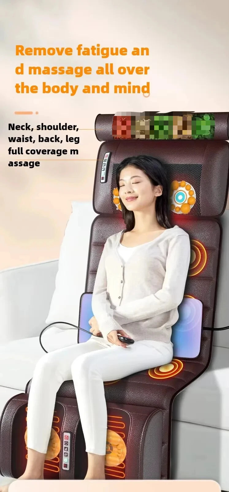 Electric Heated Full Body Massage Mat with Heat | Multi-Zone Kneading, Vibration & Air Compression (Hand Control)