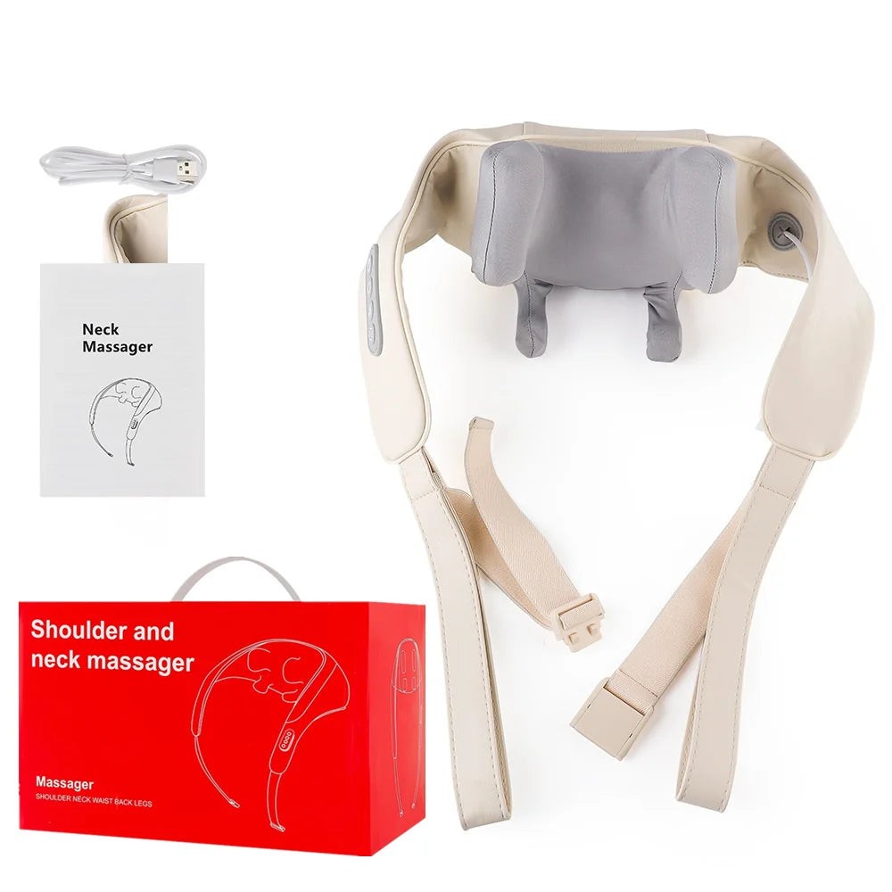 Targeted Relief 26W Brushless Motor Wireless Neck & Shoulder Kneading Massager | Portable Back Massage Shawl