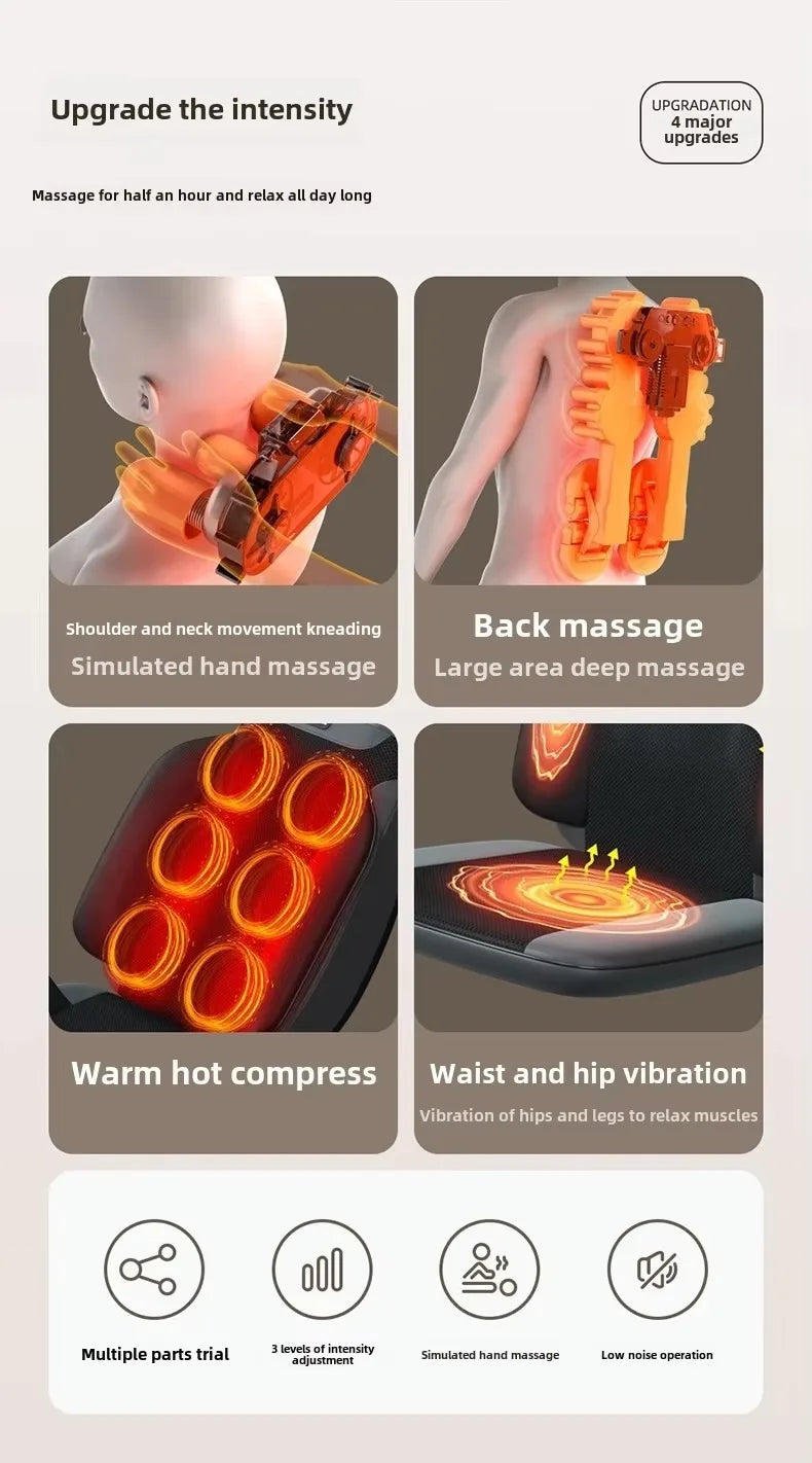 5 in 1 Folding Chair Type Massager Massage Chair Power Full Body Massager Neck Shoulder Rolling Pad Waist Back Cervical Spine Cu
