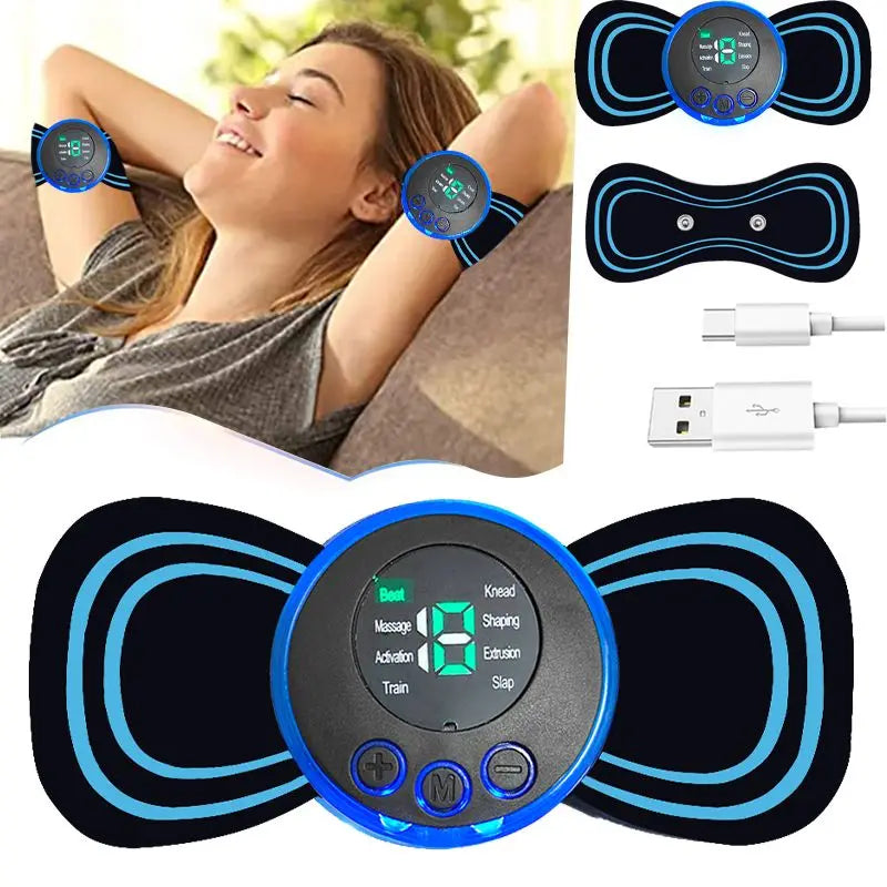 Discreet Relief: Intelligent Mini Neck & Shoulder Massage Patch | Portable, USB Rechargeable with Multi-Level Intensity Adjustment