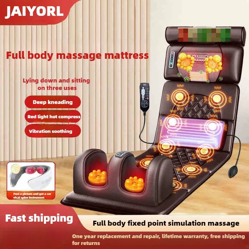 Electric Heated Full Body Massage Mat with Heat | Multi-Zone Kneading, Vibration & Air Compression (Hand Control)