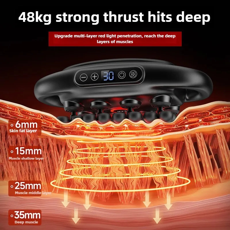 Professional High-Quality 32-Head Deep Tissue Massage Gun | Wireless High-Frequency Vibration with Red Light Therapy for Deep Muscle Relief | Red Light for Full Body Relaxation