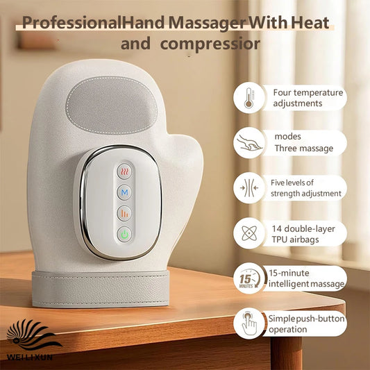 Professional Hand Massager with Heat Compression Therapy, Pain Relief Glove, Arthritis & Wrist Carpal Tunnel Neuropathy Circulat