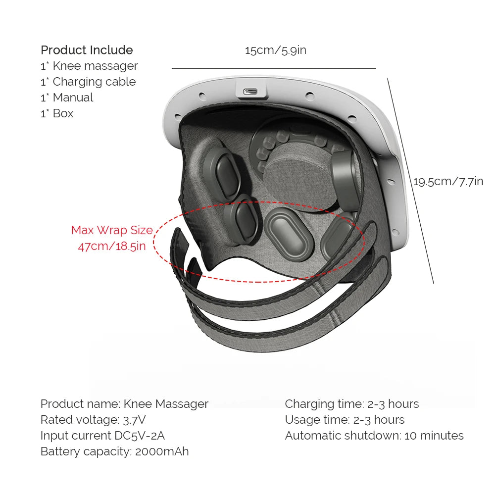 Electric Knee Massager Built-in Silicone Massage Head Air Pressure Kneading Knee Massage Machine Elbow Shoulder Knee masajeador