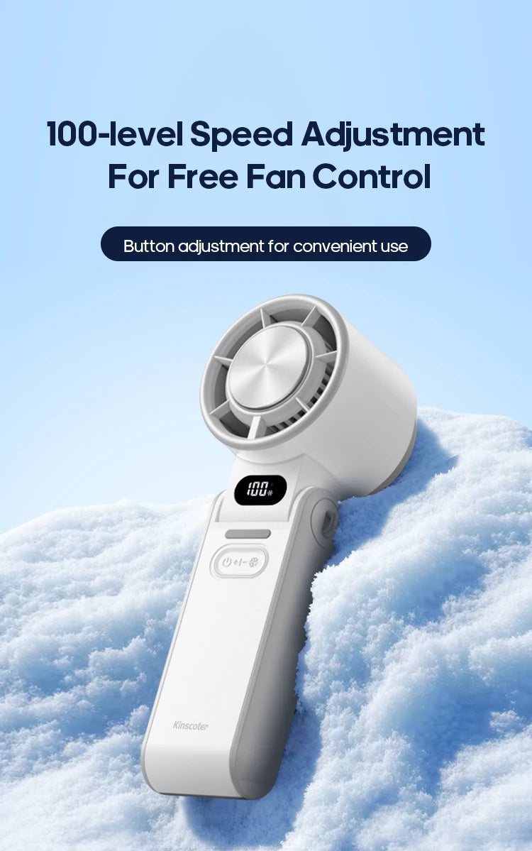 High-Speed 3600mAh Rechargeable Handheld Fan | 100-Level Precise Speed Control, Foldable Turbo Fan for Portable Outdoor Cooling
