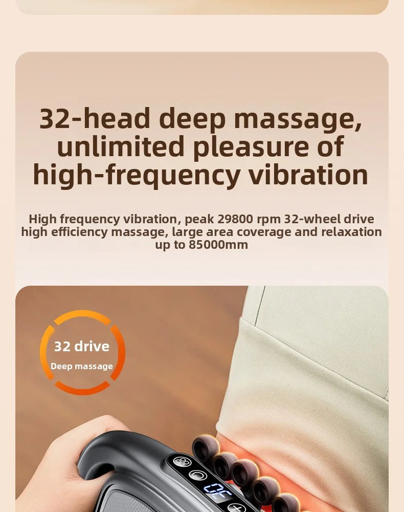 Professional High-Quality 32-Head Deep Tissue Massage Gun | Wireless High-Frequency Vibration with Red Light Therapy for Deep Muscle Relief | Red Light for Full Body Relaxation