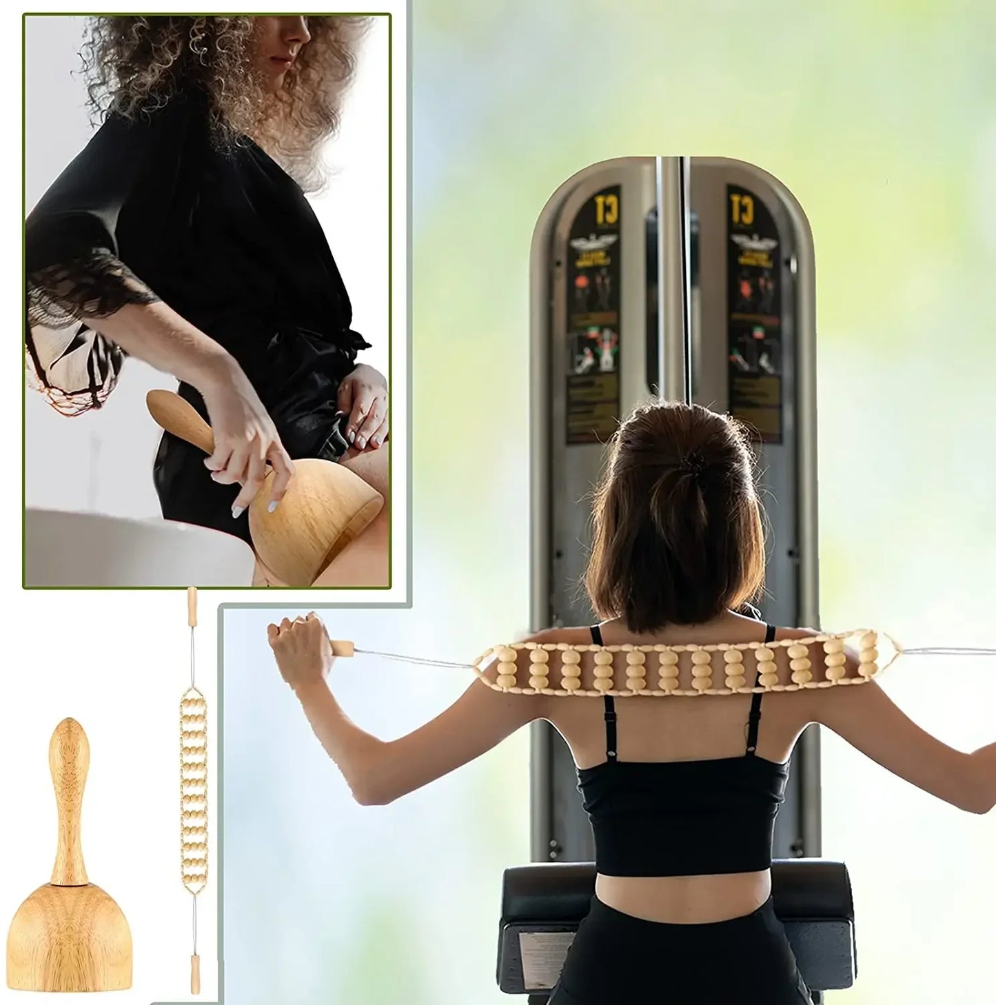 Wooden Massage Tools Wood Lymphatic Drainage Massager Anti Cellulite Body Shaping Tools for Beauty, Gua Sha, Sore Muscle Relief