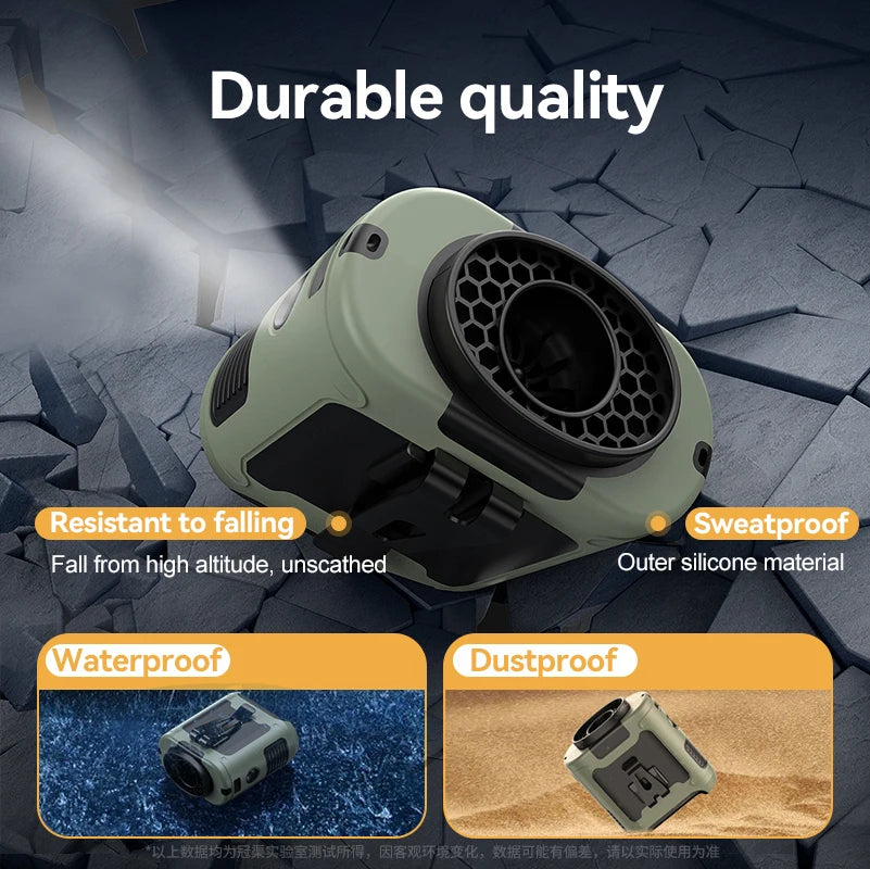 Multi-Functional 20000mAh  Portable Waist & Neck Fan with Power Bank & LED Light | High-Powered Outdoor Personal Cooler