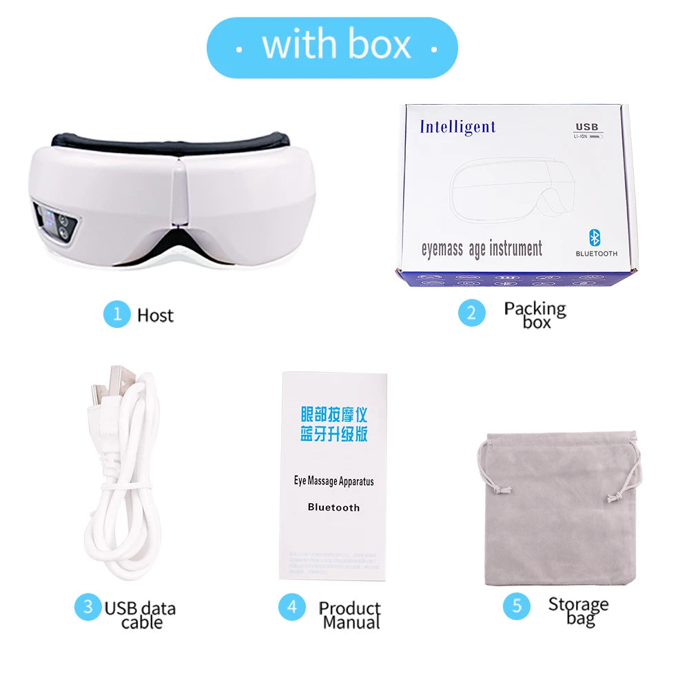 Luxurious 6D Smart Eye Massager with Air Compression & Bluetooth Music | Vibration Therapy for Eye Care