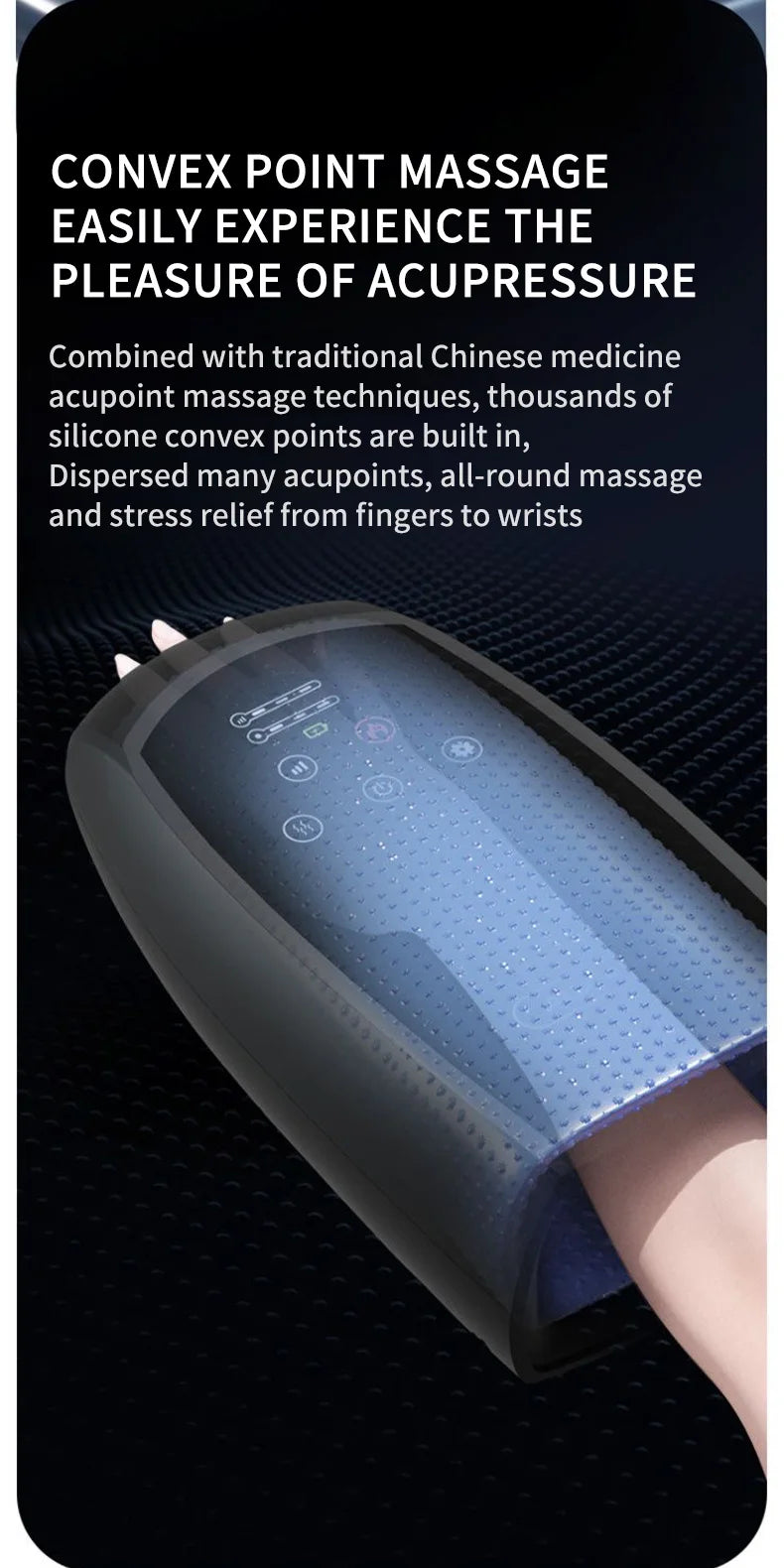 Smart Premium Cordless Electric Hand Massager | Airbag Compression, Warm Heat & Vibration for Finger & Palm Relief [Touchscreen]