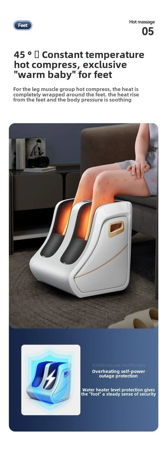 Premium Adjustable Heated Foot & Calf Massager | Shiatsu Deep Kneading, Compression & Vibration for Plantar & Circulation Relief