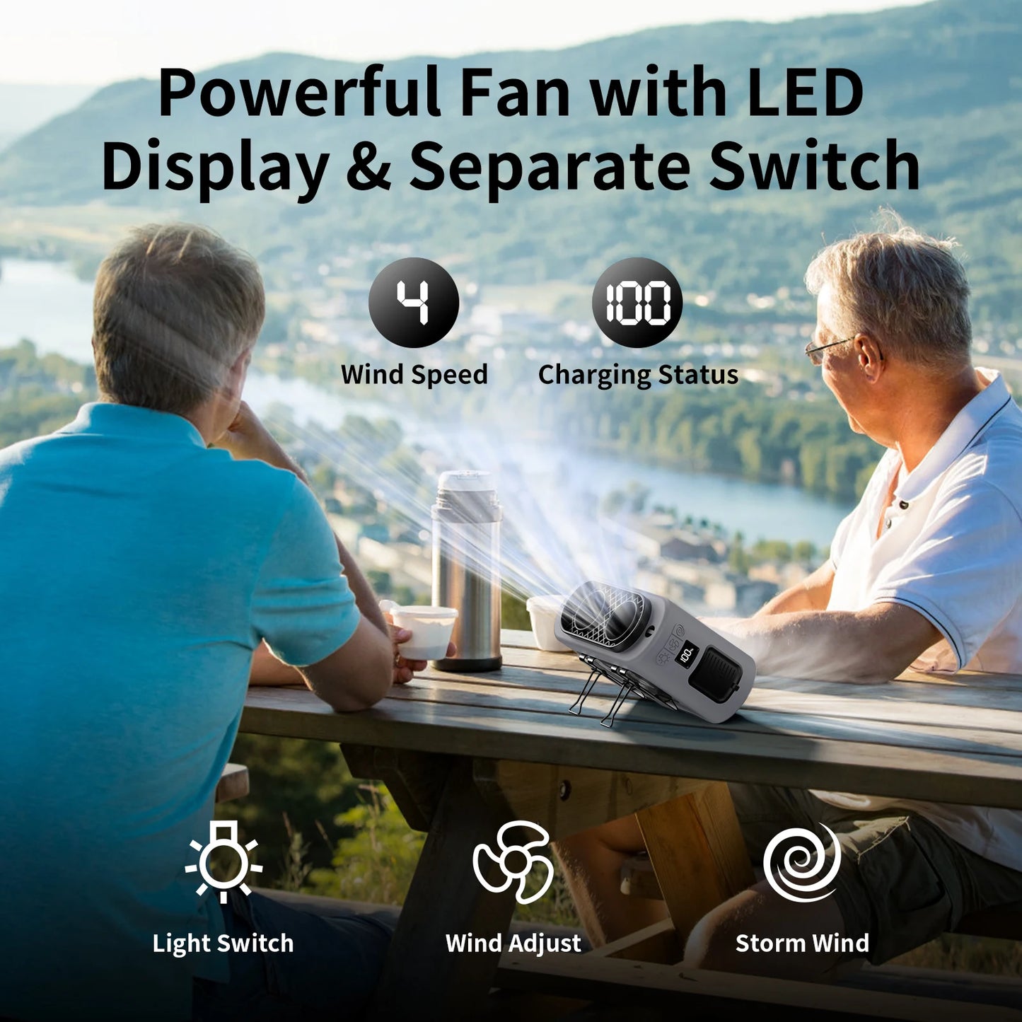 14500mAh Portable Waist & Neck Fan | Dual Air Vents, Strong Airflow for Outdoor, Sports & Travel