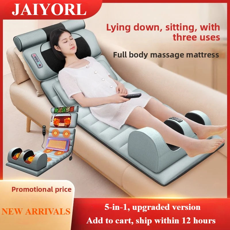 Electric Heated Full Body Massage Mat with Heat | Multi-Zone Kneading, Vibration & Air Compression (Hand Control)
