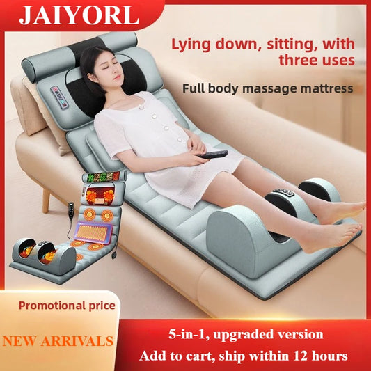 Electric Heated Full Body Massage Mat with Heat | Multi-Zone Kneading, Vibration & Air Compression (Hand Control)