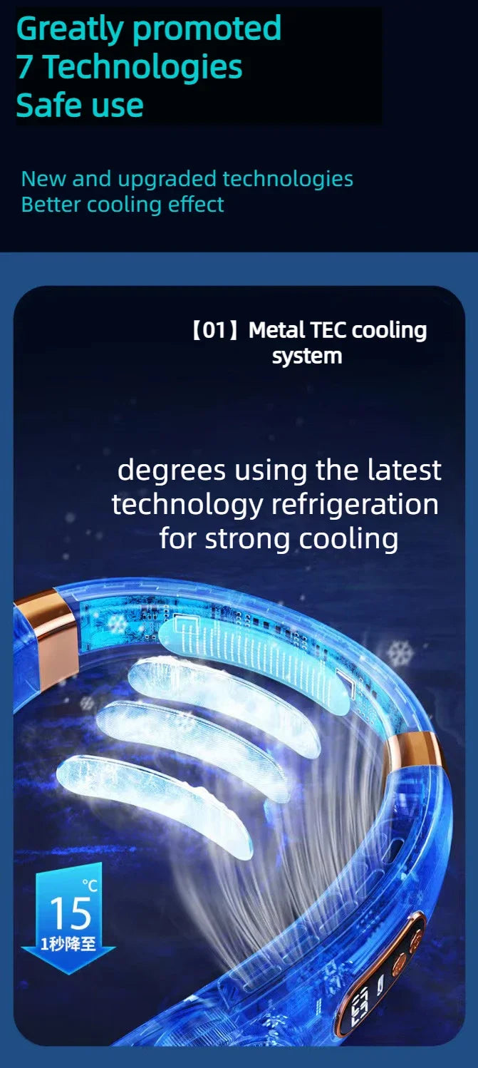 Stay Cool On-The-Go | Rechargeable Hands-Free Neck Fan | Portable USB-Powered Personal Cooling for Indoor & Outdoor Use