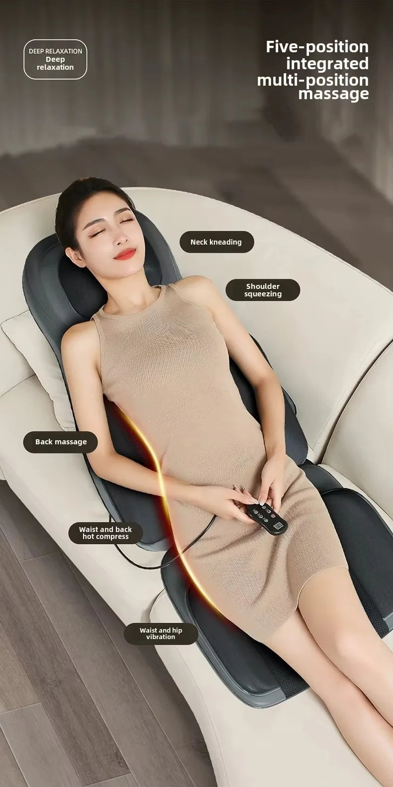 5 in 1 Folding Chair Type Massager Massage Chair Power Full Body Massager Neck Shoulder Rolling Pad Waist Back Cervical Spine Cu