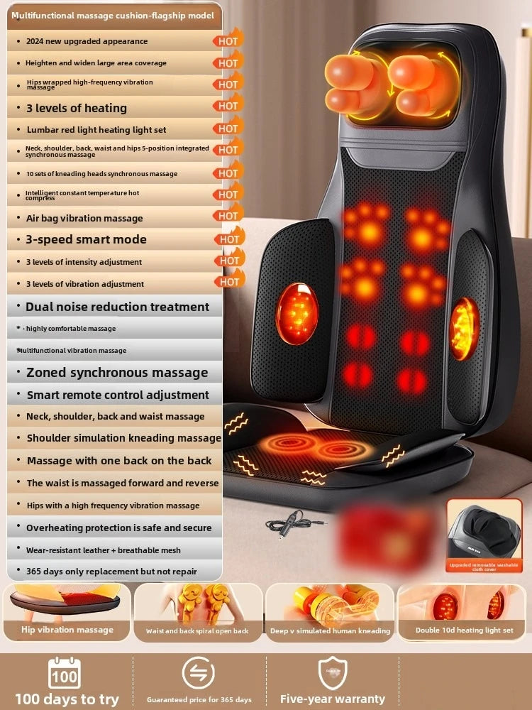 Electric Massage Chair Pad with Heat | Full Body Vibration & Kneading Therapy 
| Back Massager for Chair, Sofa, Home & Office