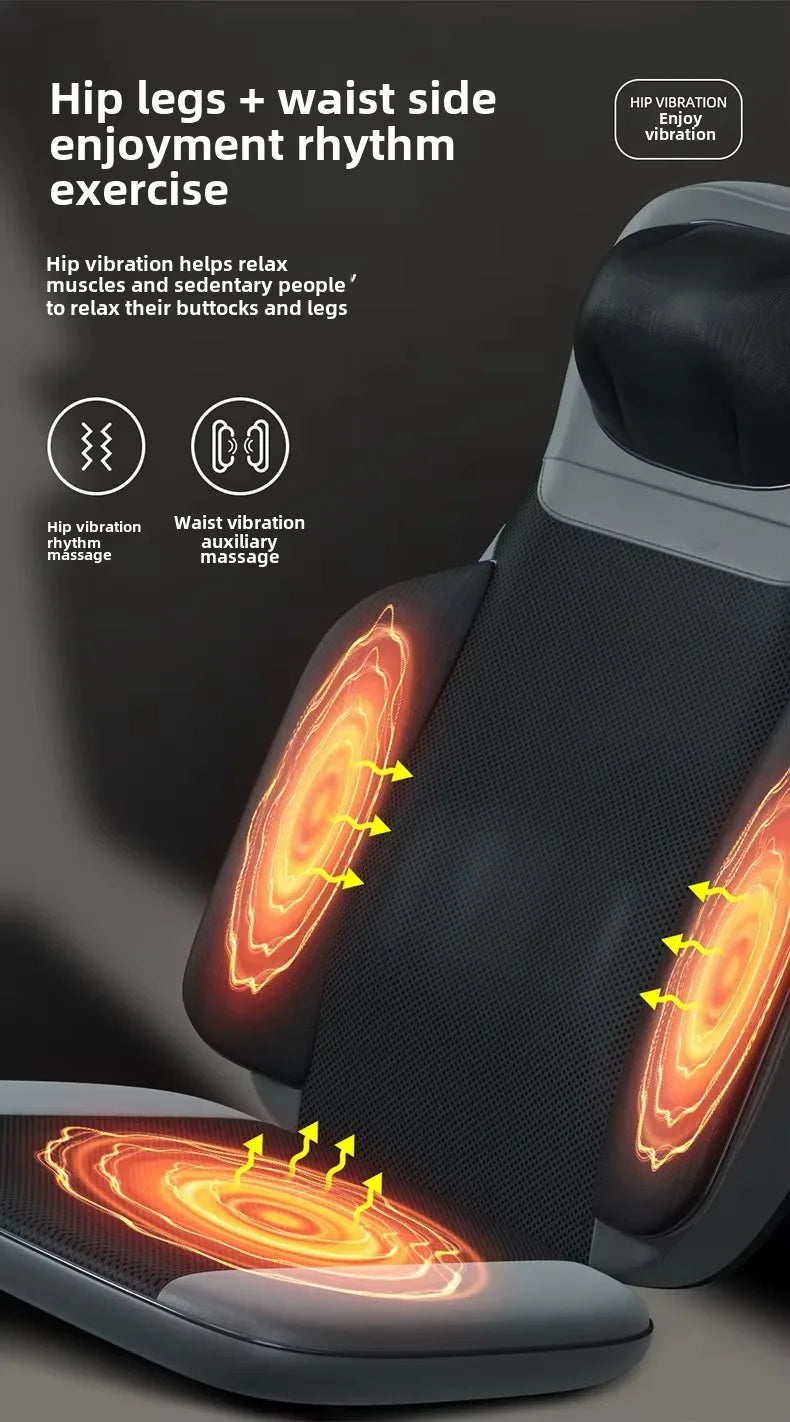 5 in 1 Folding Chair Type Massager Massage Chair Power Full Body Massager Neck Shoulder Rolling Pad Waist Back Cervical Spine Cu