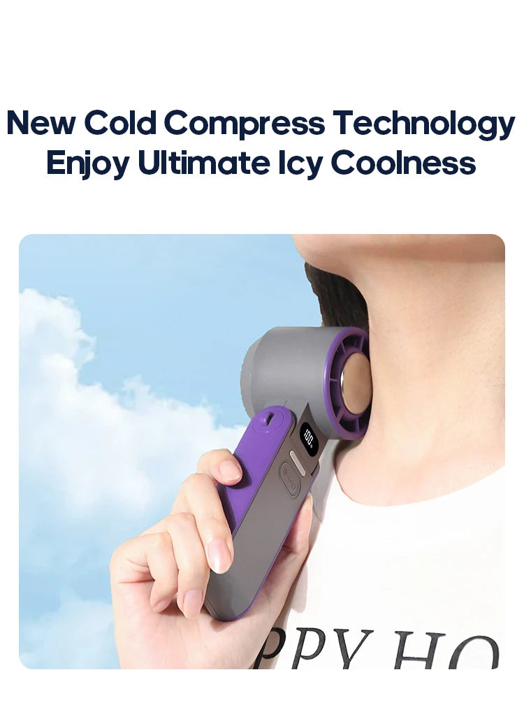 3600mAh Rechargeable Handheld Fan | Precision 100-Speed Adjustable, Foldable Turbo Fan with Lanyard for Portable Cooling for Outdoor & Desk